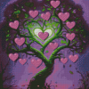 Purple Tree Hearts Diamond Painting