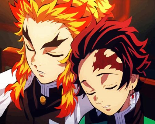 Rengoku Kyojuro And Kamado Tanjiro Diamond Painting