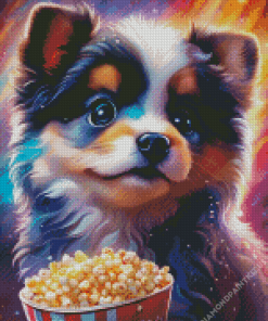 Space Dog with Popcorn Diamond Painting