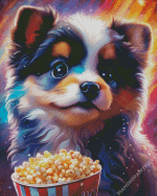 Space Dog with Popcorn Diamond Painting