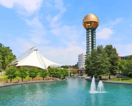 Sunsphere Tower Knoxville Park Diamond Painting