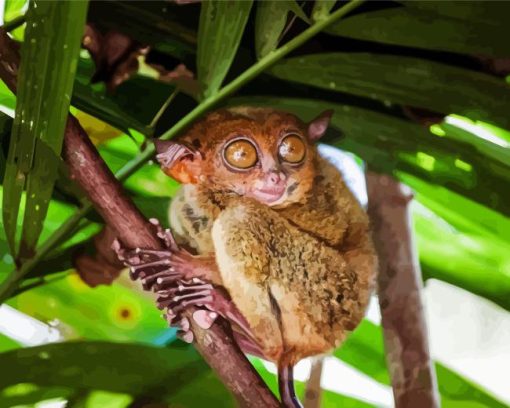 Tarsier On Tree Diamond Painting