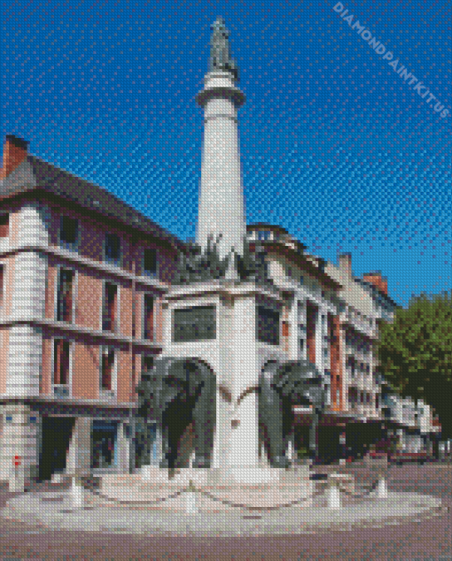 The Elephant Fountain of Chambery Diamond Painting