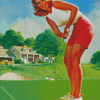 Vintage Woman Golfer Diamond Painting