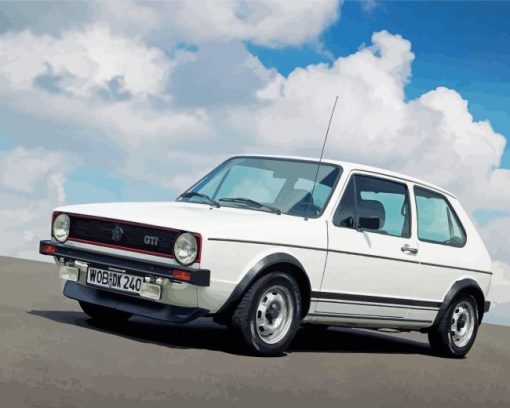 White Volkswagen Golf mk1 Diamond Painting