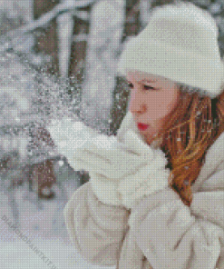 Woman Blowing Snow Diamond Painting