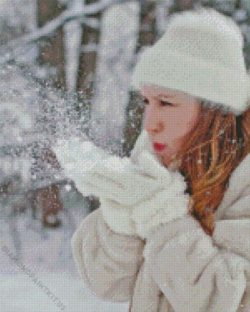 Woman Blowing Snow Diamond Painting