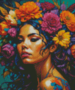 Woman With Floral Hair Diamond Painting