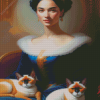 Woman With Siamese Cats Diamond Painting
