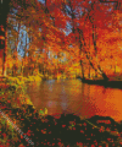 Autumn Forest River Diamond Painting