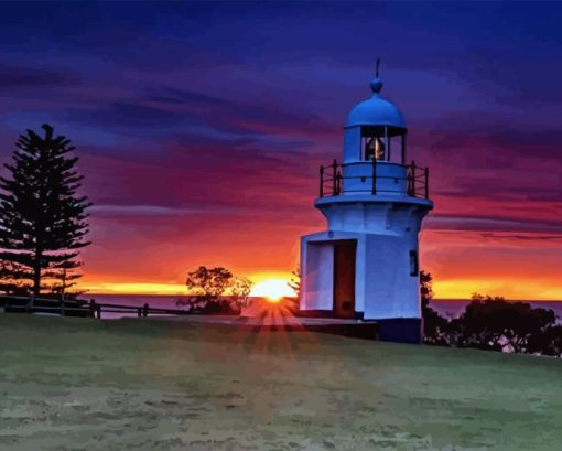 Ballina Lighthouse Sunset Diamond Painting