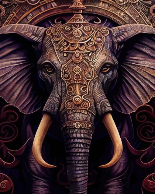 Black and Gold Indian Elephant Diamond Painting