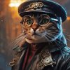 Cat in Pilots Hat Diamond Painting