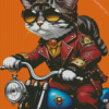 Cat On Motorcycle Diamond Painting