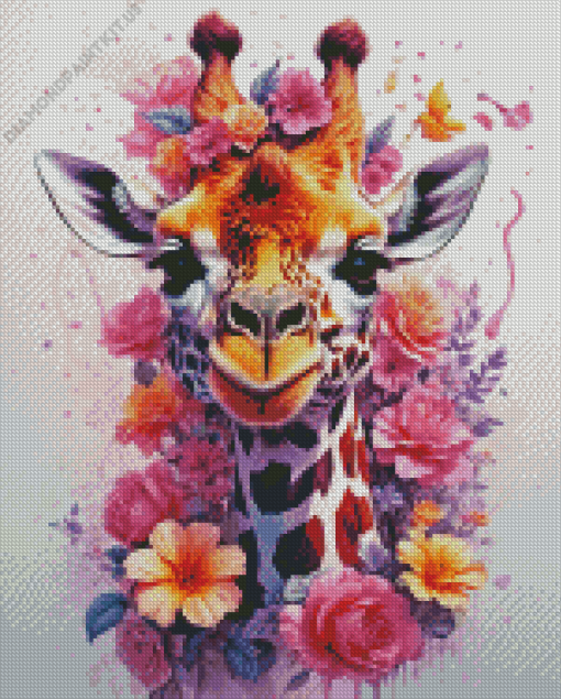 Floral Giraffe Diamond Painting