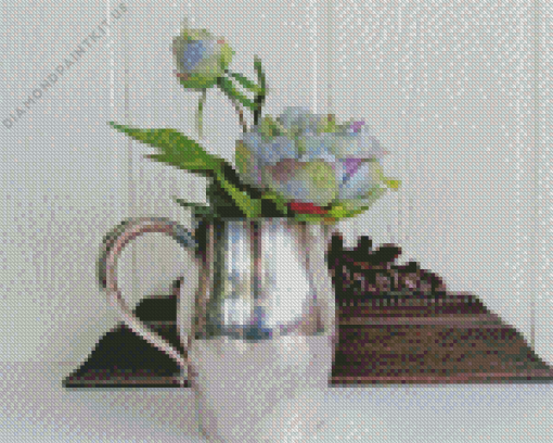 Flowers In a Silver Pitcher Diamond Painting