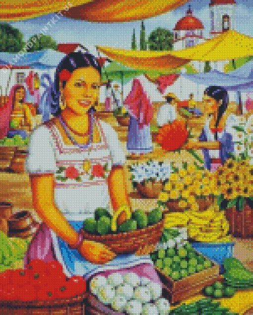 Fruit Seller Girl Diamond Painting