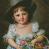 Girl With Basket Of Flowers Diamond Painting