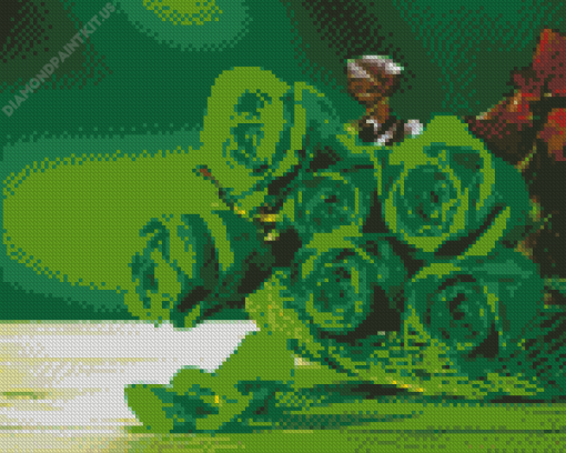 Green Roses Diamond Painting