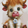 Highland Cow Baby Diamond Painting