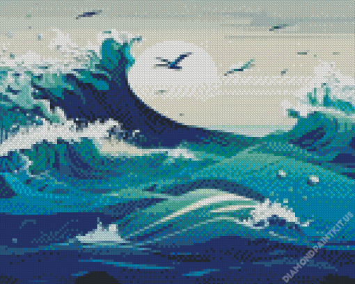 Illustration Sea Waves Diamond Painting