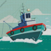 Illustration Tugboat Diamond Painting