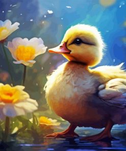 Little Duck And Flowers Diamond Painting