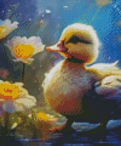 Little Duck And Flowers Diamond Painting