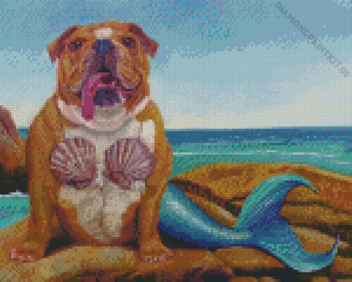 Mermaid Dog Diamond Painting
