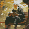 Old Man Reading Book Diamond Painting