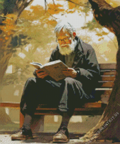Old Man Reading Book Diamond Painting