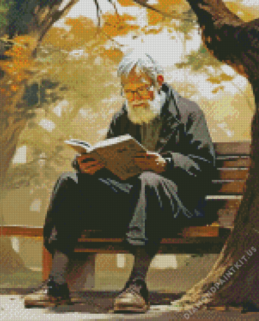 Old Man Reading Book Diamond Painting