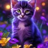 Purple Cat Diamond Painting