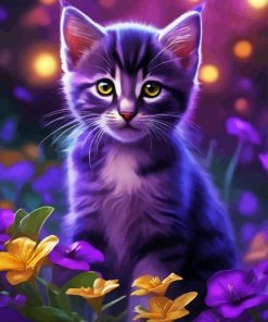 Purple Cat Diamond Painting