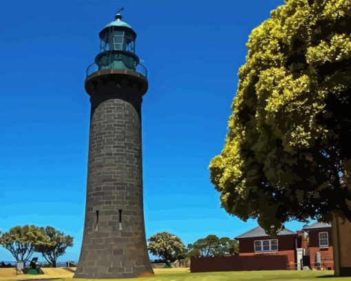 Queenscliff Black Lighthouse Diamond Painting