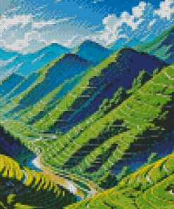 Rice Terraces Mountains Diamond Painting