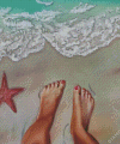 Sea Feet In Sand Diamond Painting