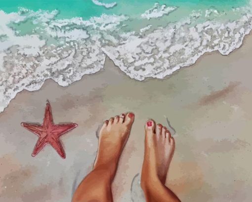 Sea Feet In Sand Diamond Painting