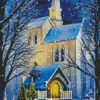 Snowy Winter Church Diamond Painting