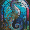 Stained Glass Seahorse Diamond Painting