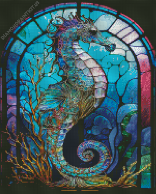 Stained Glass Seahorse Diamond Painting