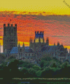 Sunset Ely Cathedral Diamond Painting