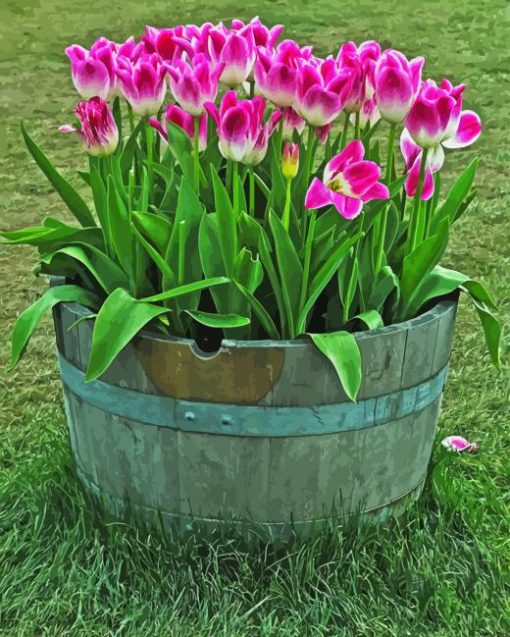 Tulips in Barrel Diamond Painting