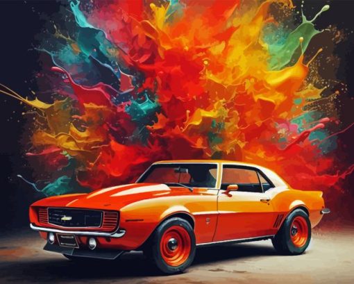 Cool Orange Camaro Art Diamond Painting