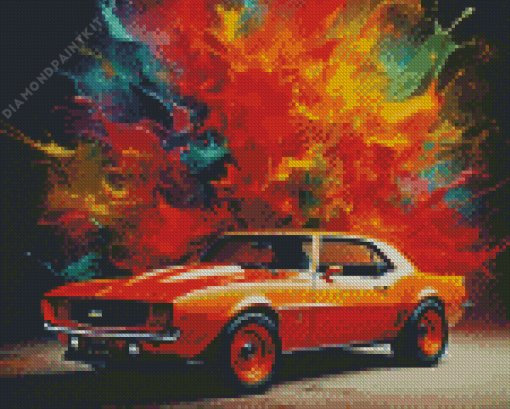 Cool Orange Camaro Art Diamond Painting