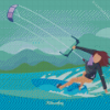 Kitesurfing Illustration Diamond Painting