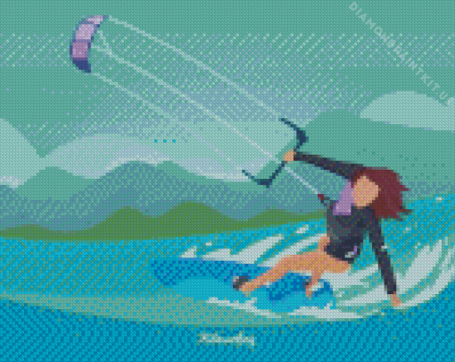 Kitesurfing Illustration Diamond Painting