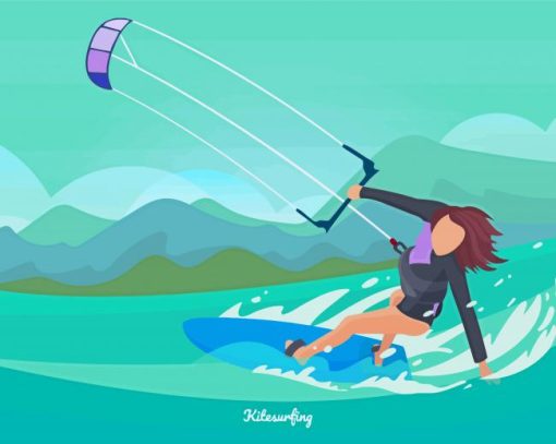 Kitesurfing Illustration Diamond Painting