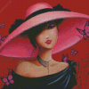 Lady In A Pink Hat Diamond Painting