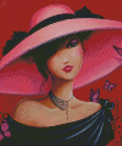 Lady In A Pink Hat Diamond Painting